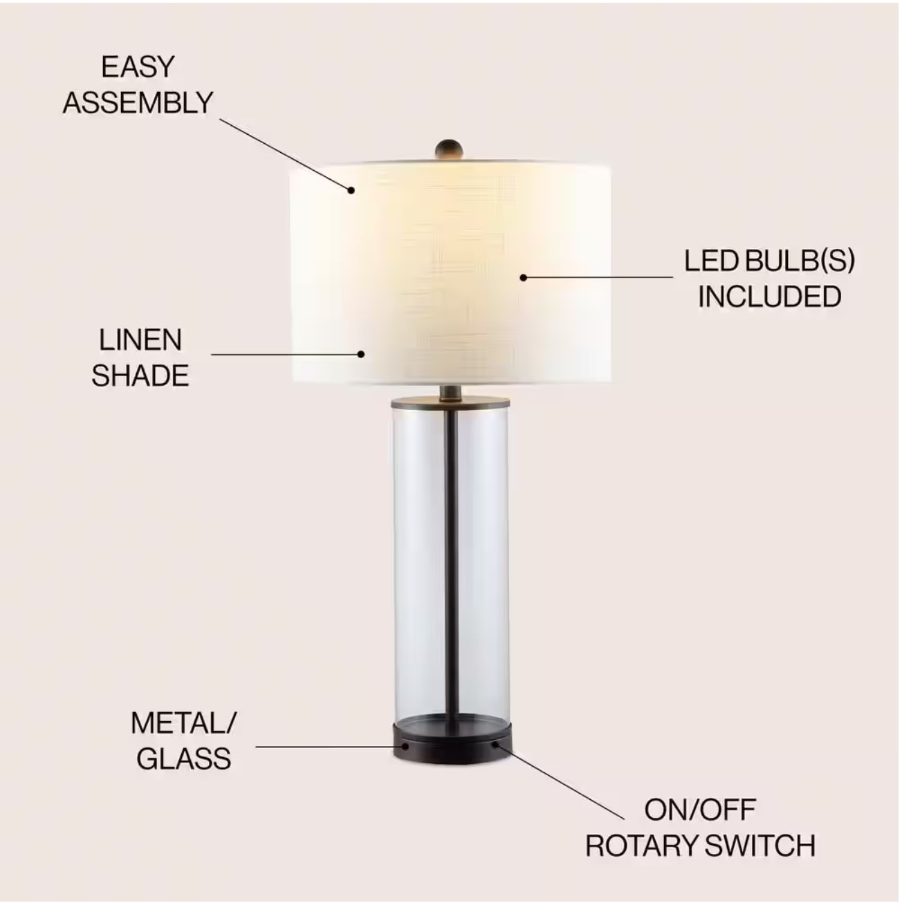 Collins 29 in. Oil Rubbed Bronze Glass LED Table Lamp