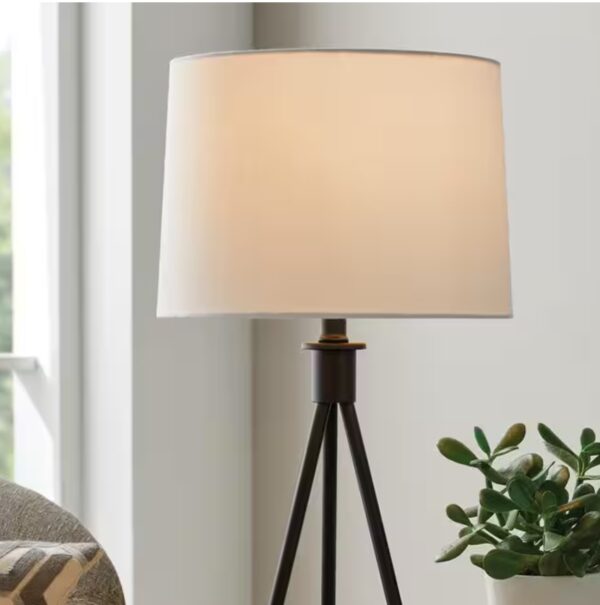 Higgins 23.75 in. Black Tripod Table Lamp with Round Base