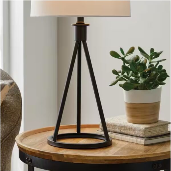 Higgins 23.75 in. Black Tripod Table Lamp with Round Base